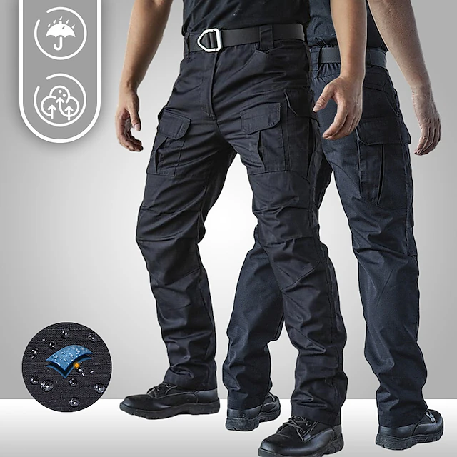 Men's Hiking Pants Trousers Work Pants Tactical Cargo Pants Military Summer Spring Outdoor Ripstop Windproof Quick Dry Multi Pockets Bottoms Elastic Waist Zipper Pocket Gray Green Black Climbing 8