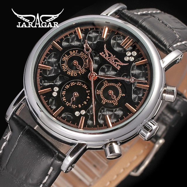  Masculino Relógio mecânico Luxo Mostrador Grande Moda Negócio Esqueleto Automático - da corda automáticamente IMPERMEÁVEL Decoração Couro Assista