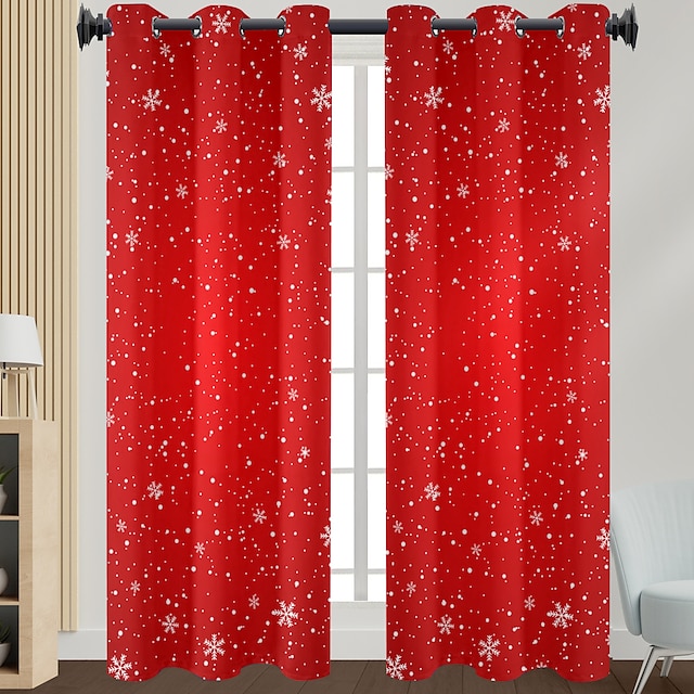 Red Christmas Curtains Panels for Bedroom,,Home Decor,Christmas Series ...