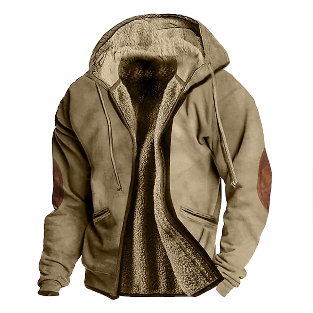  Men's Full Zip Hoodie Hoodie Jacket Light Khaki. Khaki Gray Hooded Plain Sports & Outdoor Daily Holiday Streetwear Cool Casual Fall & Winter Clothing Apparel Hoodies Sweatshirts 