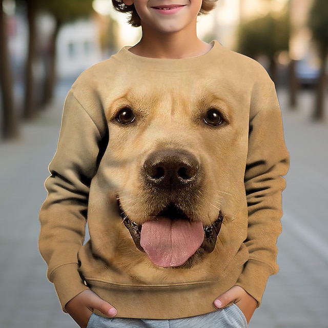  Boys 3D Dog Sweatshirt Pullover Long Sleeve 3D Print Fall Winter Fashion Streetwear Cool Polyester Kids 3-12 Years Outdoor Casual Daily Regular Fit