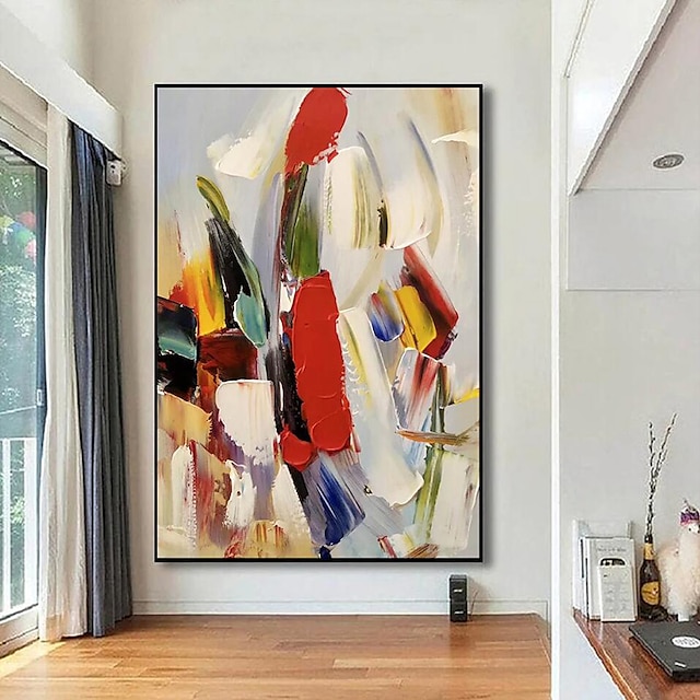  Pintura abstracta colorida con cuchillo, pinturas al óleo pintadas a mano sobre lienzo, arte de pared moderno hecho a mano de gran tamaño para decoración de pared del hogar