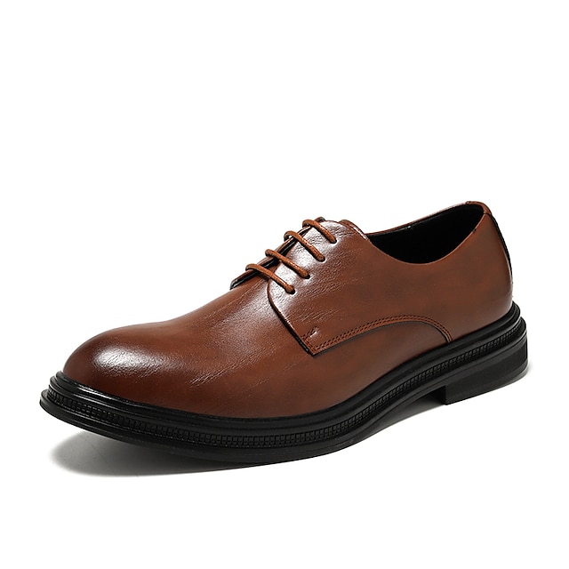  Voor heren Oxfords Derby-schoenen Jurk schoenen Zakelijk Brits Dagelijks PU Comfortabel Anti-slip Veters Zwart Bruin Grijs Lente Herfst
