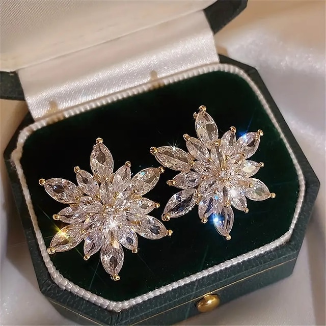  Damskie Kolczyki sztyfty Wyjątkowa biżuteria Klasyczny Kształt kwiatu Elegancki Prosty Kolczyki Biżuteria Złota Na Ślub Impreza 1 para