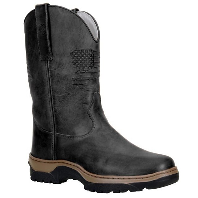 Men's PU Leather Embossed Cowboy Boots