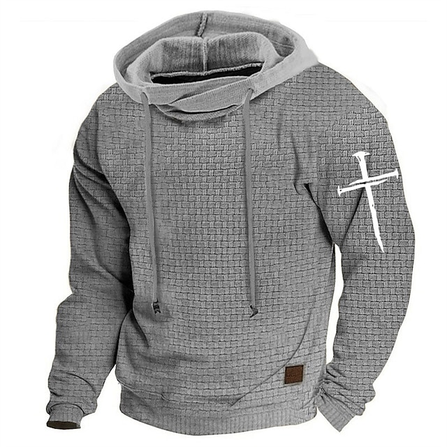  Easter Crucifix Hoodie Mens Graphic Military Tactical Cross Fashion Daily Casual Sports Outdoor Holiday Vacation Waffle Black Army Green Beige Hooded Cotton
