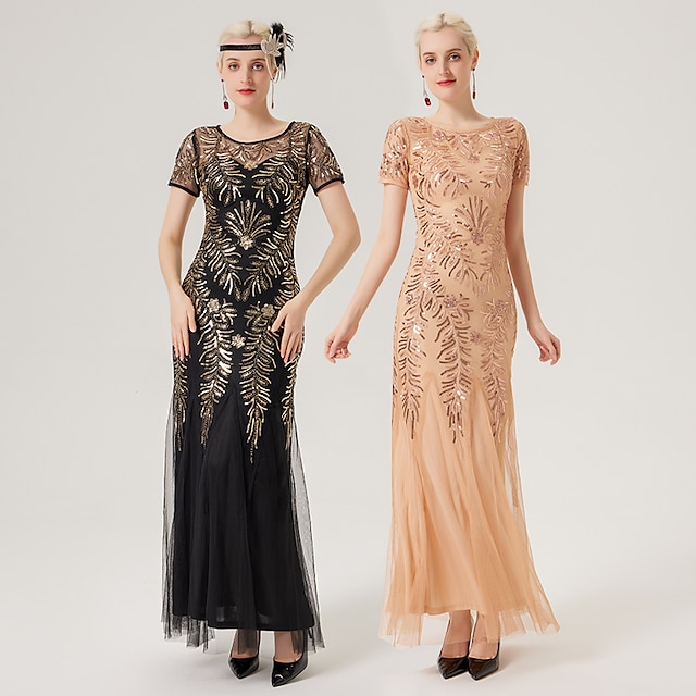 Roaring 20s 1920s Cocktail Dress Vintage Dress Flapper Dress Dress Prom Dresses Halloween Dress Christmas Party Dress Ankle Length The Great Gatsby Charleston Women's Sequins Wedding Party Wedding