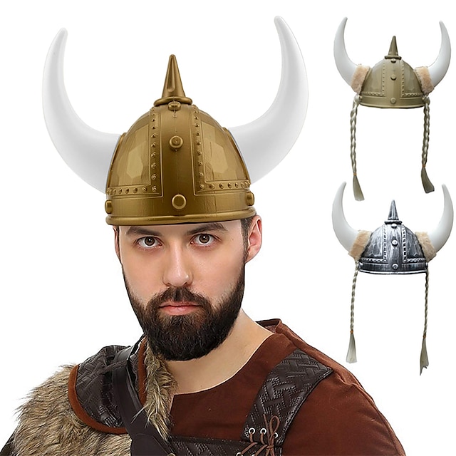  Retro Antiguo Medieval Sombreros Armas y Armaduras Casco con cuernos Vikingo Unisexo Víspera de Todos los Santos Rendimiento Fiesta LARP Sombrero