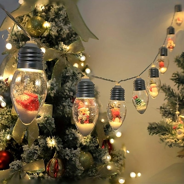  Guirlande lumineuse boule à neige de Noël pour bouteille de souhaits, jardin, cour, patio, fête de mariage, décorations de Noël intérieures et extérieures, alimentée par un boîtier à piles (sans piles)