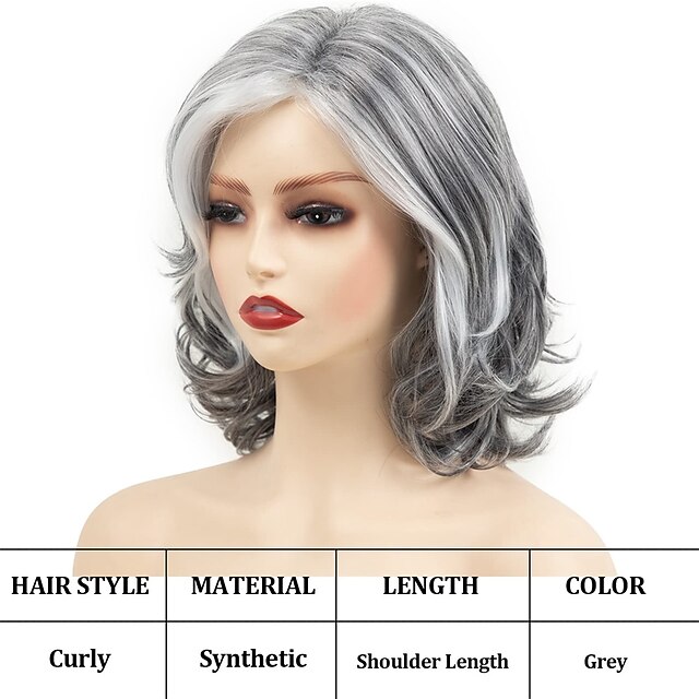 Short Grey Curly Wigs for Women Short Grey Wavy Wig Natural Looking