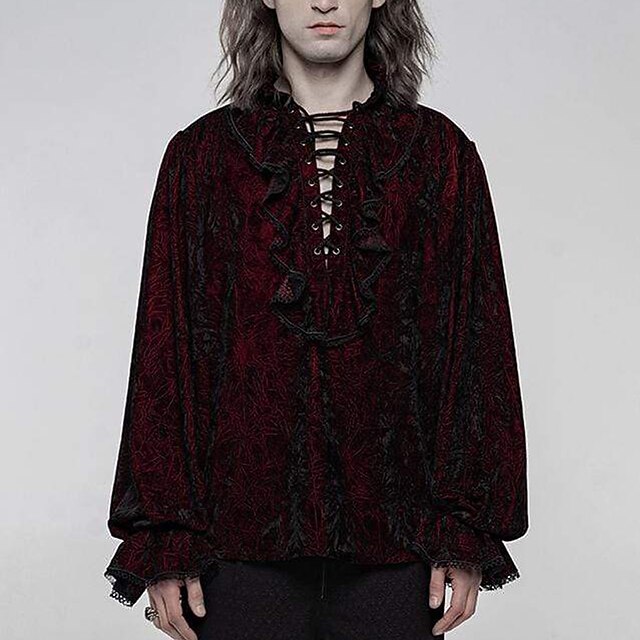 Men's Gothic Ruffles Loosed Velvet Shirts Punk & Gothic Medieval ...