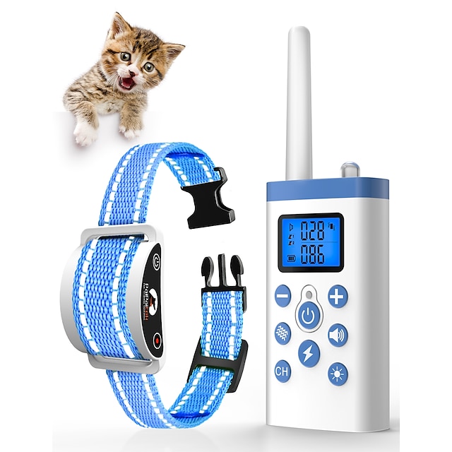  Cat Training Collar Cat Shock Collar with Remote Training Cat Stop Meowing Remote Control/Automatic Anti-Meow for Cats Safe and Effective