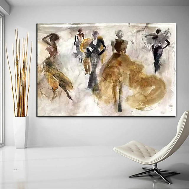  Hang festett olajfestmény Kézzel festett Vízszintes Absztrakt Emberek Klasszikus Modern Anélkül, belső keret