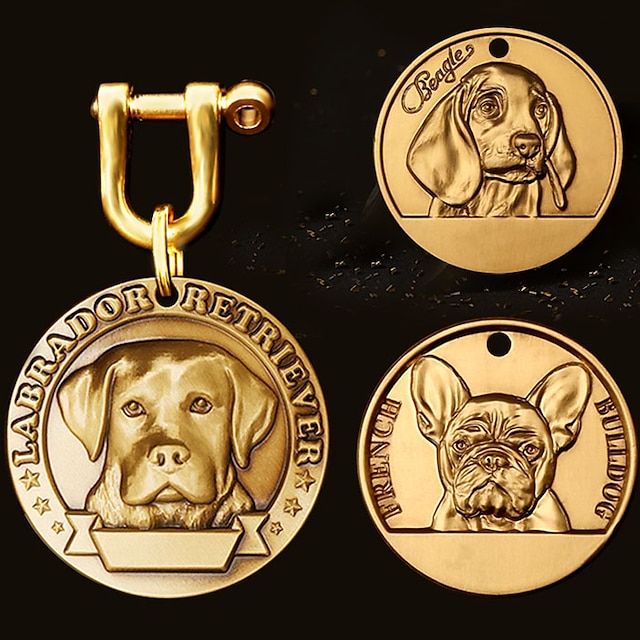  Pure Copper Dog Tag Identity Card Teddy Golden Retriever Corgi Dog Brass Embossed Cat Nameplate Engraved Pet Loss Prevention Card