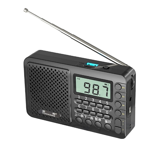  Full Band Radio Portable FM/AM/SW Receiver Radios LED-display för Vuxen Inomhus Utomhus AAA Batterier Drivs
