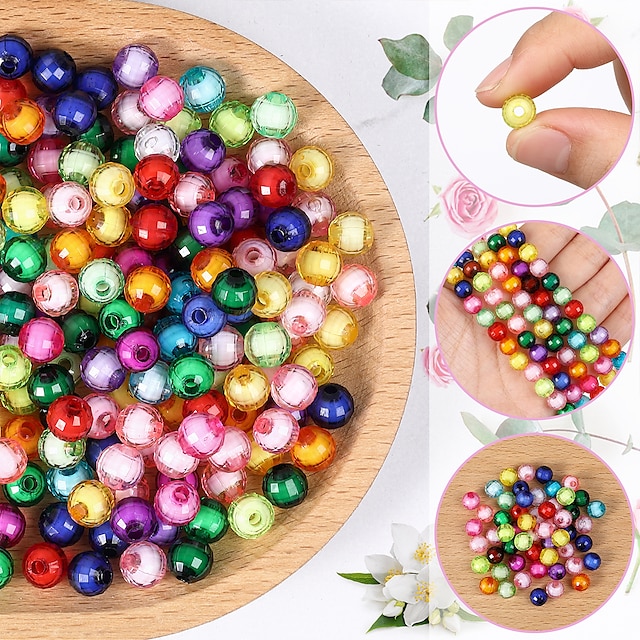  100pcs Jewellery Making 8mm Imitation Beads Acrylic Round Bead Spacer Loose Beads DIY Jewellery Making Necklace Bracelet Earrings Accessories for DIY Bracelets Jewellery