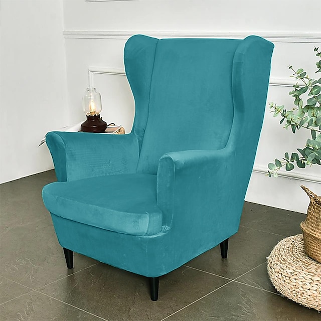 Velvet Stretch Wingback Chair Cover Wing Chair Slipcovers Spandex ...