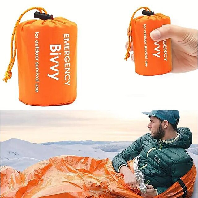  Sac de couchage d'urgence léger, sac de bivouac de survie, couverture d'urgence, équipement de survie pour camping de randonnée en plein air
