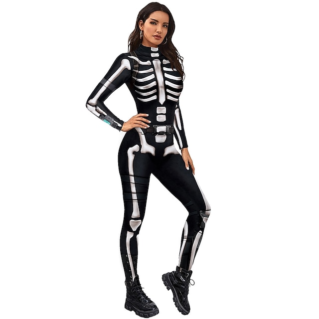  Skeleton / Skull Cosplay Costume Party Costume Bodysuits Adults' Women's One Piece Scary Costume Performance Party Halloween Carnival Masquerade Easy Halloween Costumes Mardi Gras