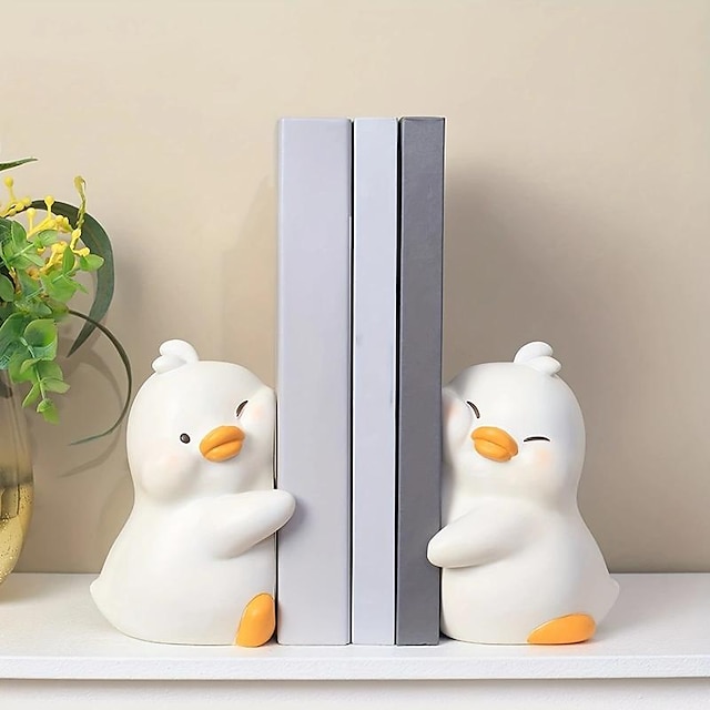  Decorative Bookends, Cute Hug Ducks Decorative Bookends, Cute Animal Shaped Bookends, Bookends For Home Office Desk Bookshelf Decoration, Home Decor