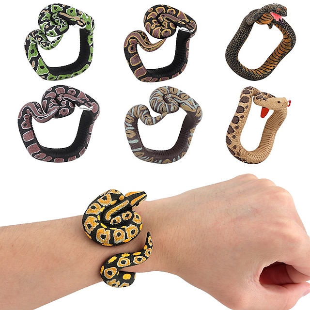  Bracelet jouet pour enfants, 7 simulations peintes à la main en forme de serpent, décorations cool en python