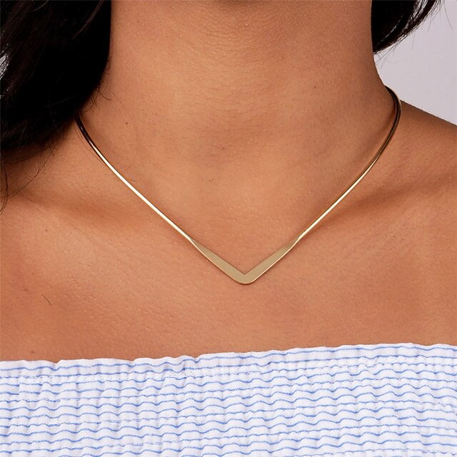 1PC V-Shaped Choker Necklace For Women's Party Evening Daily Alloy 5