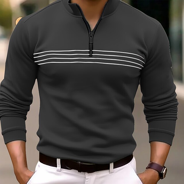 Men's Plus Size Quarter Zip Short Sleeve Polo