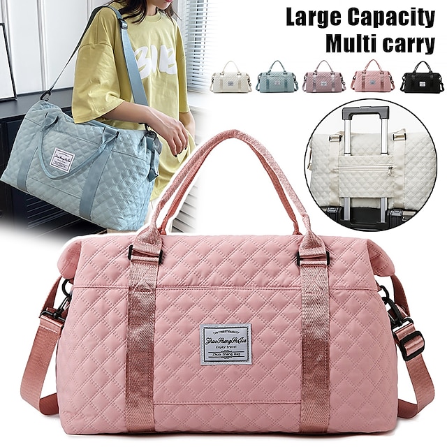  Men's Women's Handbag Crossbody Bag Shoulder Bag Gym Bag Duffle Bag Oxford Cloth Outdoor Daily Holiday Zipper Large Capacity Waterproof Lightweight Solid Color Quilted Peach pollen Crescent White