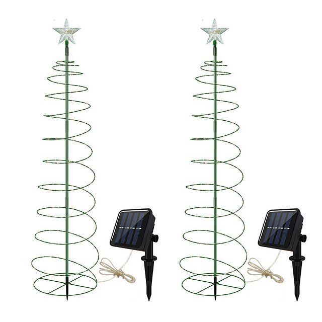 2/1 Pcs Solar Powered Christmas Tree LED Floor Lights Outdoor Courtyard