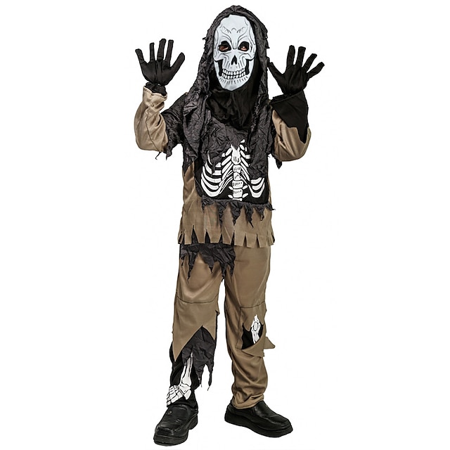  Kostra Czaszka Zombie Cosplay kostým Dětské Chlapecké cosplay Výkon Párty předvečer Všech svatých Karneval Plesová maškaráda Jednoduchý karnevalový kostým