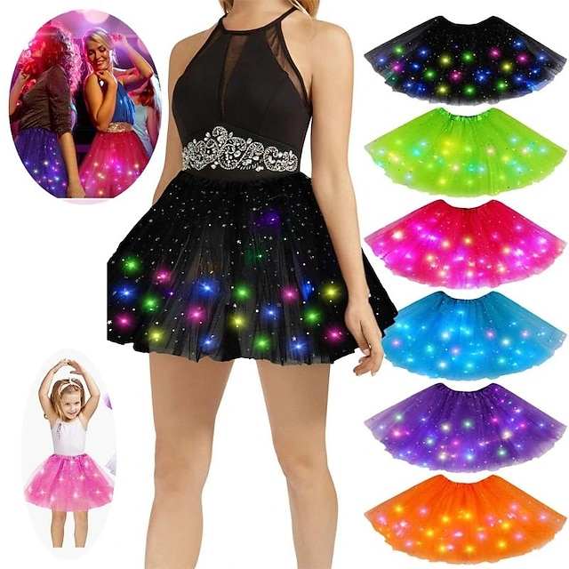  LED Tulle Skirts For Girls Light Up Women's Ballet Festival Cosplay Costumes For Glowing Party Decorating Fairy Gifts For Children