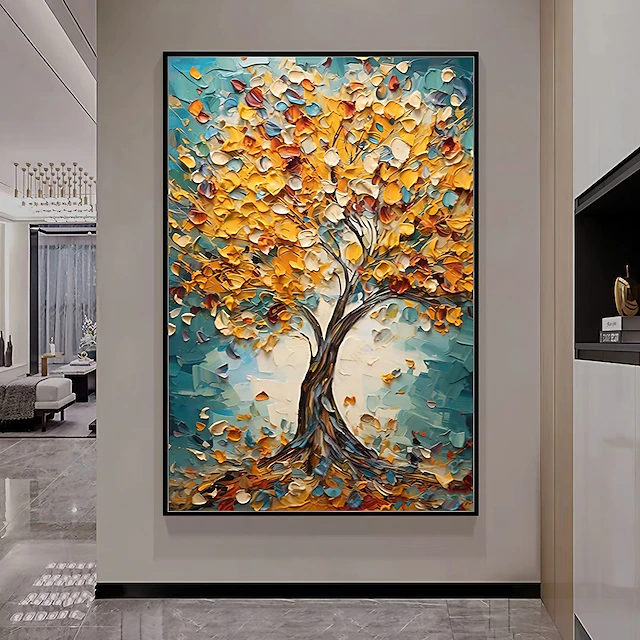 Mintura Handmade Color Texture Tree Oil Paintings On Canvas Wall Art Decoration Modern Abstract Picture For Home Decor Rolled Frameless Unstretched Painting 18