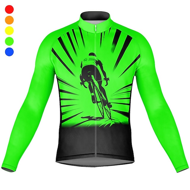  21Grams Men's Cycling Jersey Long Sleeve Bike Top with 3 Rear Pockets Mountain Bike MTB Road Bike Cycling Breathable Quick Dry Moisture Wicking Reflective Strips Yellow Red Orange Graphic Sports