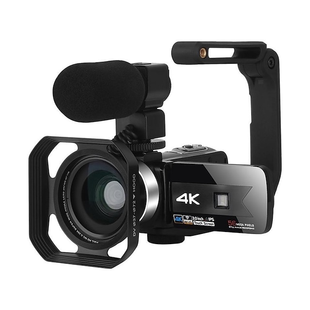  4K 56.0MP 60FPS Live Stream Video Camera Recorder Vlog Digital Camcorder Webcam Wi-Fi Ultra HD Digital Camera for YouTube Live Broadcast with 16X Digital Zoom and Night Vision Touch Screen with