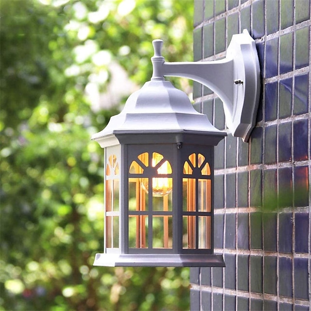  LED Wall Sconce Lighting Fixture Antique Wall Sconce Lantern External Waterproof IP65 Rustproof Aluminum Glass Lantern Wall Lamp Lantern Courtyard Garden Balcony Villa Decorative Lights 110-240V