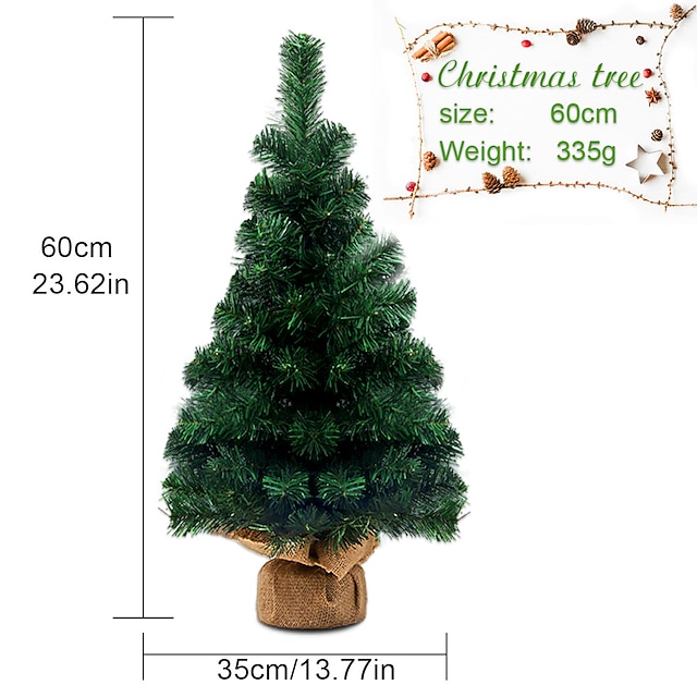  Mini albero di Natale artificiale, pino artificiale di Natale in miniatura per le vacanze con base in borsa di stoffa per la decorazione di ornamenti da tavolo per desktop di feste di Natale di home