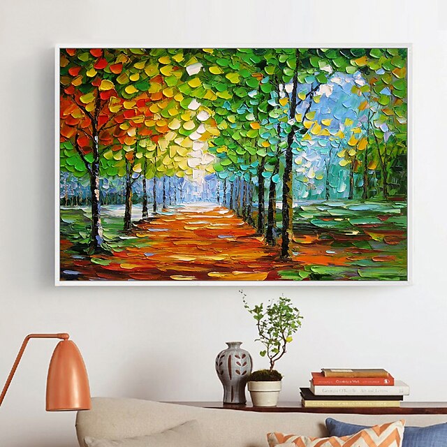 Mintura Handmade Abstract Thick Texture Tree Landscap Oil Paintings On ...