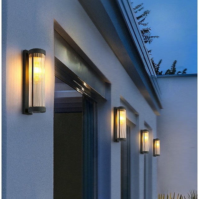  Lampade da parete per esterni in acciaio inox vetro impermeabile ip54 applique per portico illuminazione a parete lampade da parete moderne per patio porta d'ingresso bianco caldo 110-240v