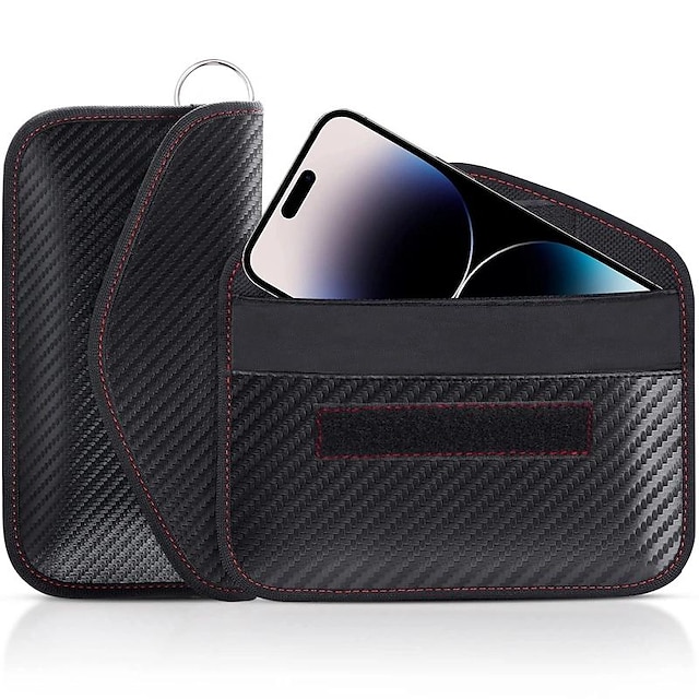  1 Stück Faraday-Tasche für Handys Autoschlüssel RFID-Signalblockierende Tasche Carbonfaser Hülle Datenschutz Schlüsselbund Anti-Tracking Anti-Hacking Hülle Blocker Sie können klicken
