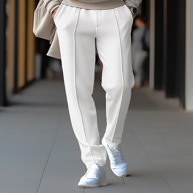  Męskie Spodnie dresowe Uprawiający jogging Spodnie Plisowane spodnie Ściągana na sznurek Elastyczny pas Równina Komfort Oddychający Codzienny Święto Sport Moda Czarny Biały