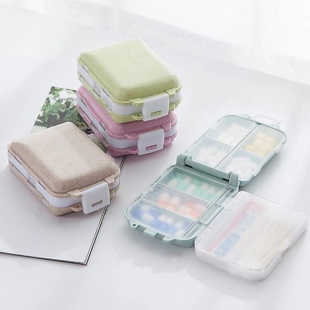  1pc Portable Medicine Box, Folding 8-grid Medicine Box Portable Medicine For A Week Travel Sub-packaging Medicine Box