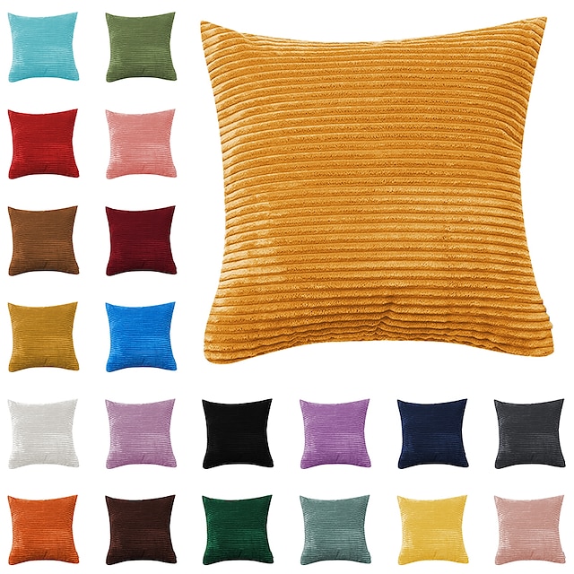  Almofadas decorativas mais legais, veludo, cor lisa, simples, sem núcleo, tiras de milho, capa de almofada, multicolorida