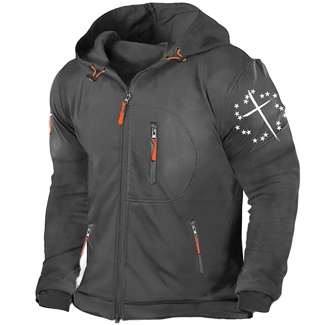  Per uomo Pop art Croce Manica lunga Felpe Con cappuccio Streetwear Essenziale Sportivo Sport Autunno Inverno Nero Grigio scuro Grigio Abbigliamento progettista Stampa a caldo S M L XL XXL 3XL