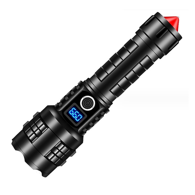  High Power Led Flashlights Zoom Camping Fishing Torch 26650 Battery USB Rechargeable Outdoor Tactical Lantern with Tail Hammer