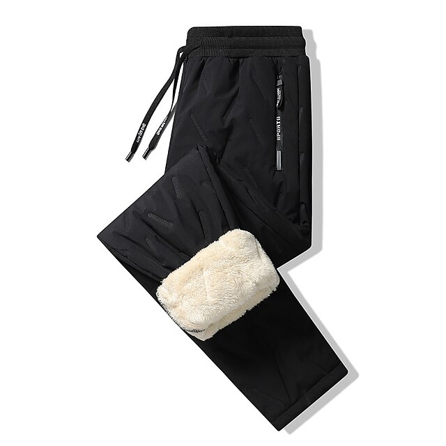  Men's Sherpa Fleece Pants Sweatpants Joggers Trousers Plain Pocket Comfort Breathable 100% Cotton Outdoor Daily Going out Fashion Casual Black Black Straight Leg