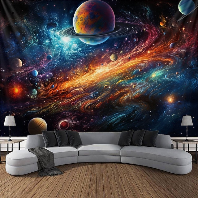  Universo planeta pendurado tapeçaria arte da parede grande tapeçaria mural decoração fotografia pano de fundo cobertor cortina casa quarto sala de estar decoração