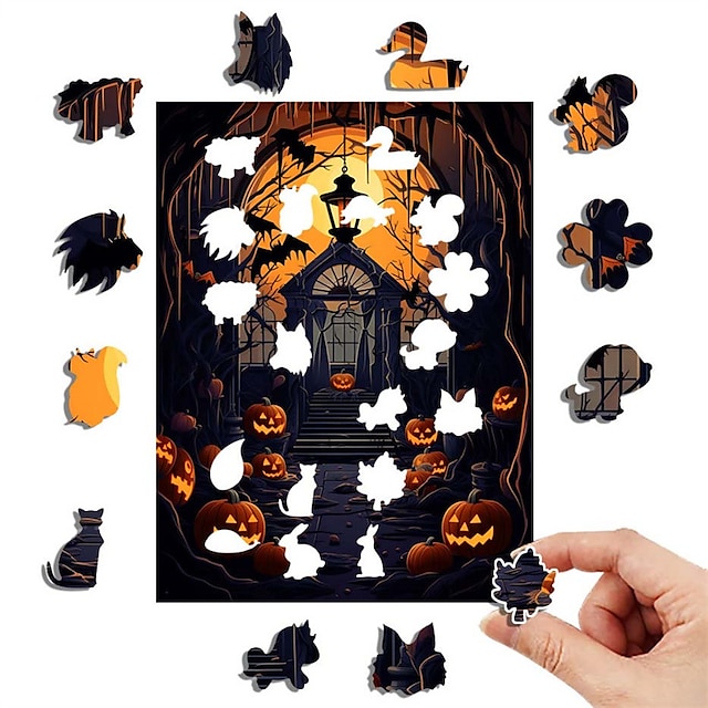  Puzzle en bois animal irrégulier tridimensionnel d'halloween, station indépendante, source d'explosion, fabricants