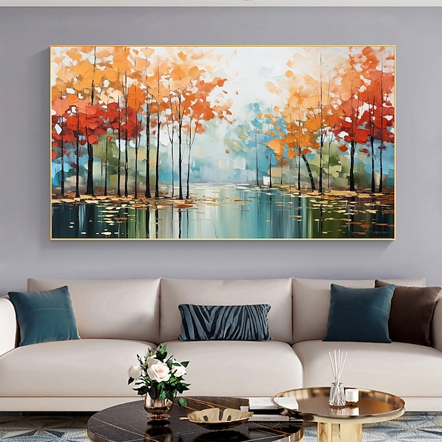  Handmade Oil Painting Canvas Wall Art Decor Original Autumn forest in full for Home Decor With Stretched FrameWithout Inner Frame Painting