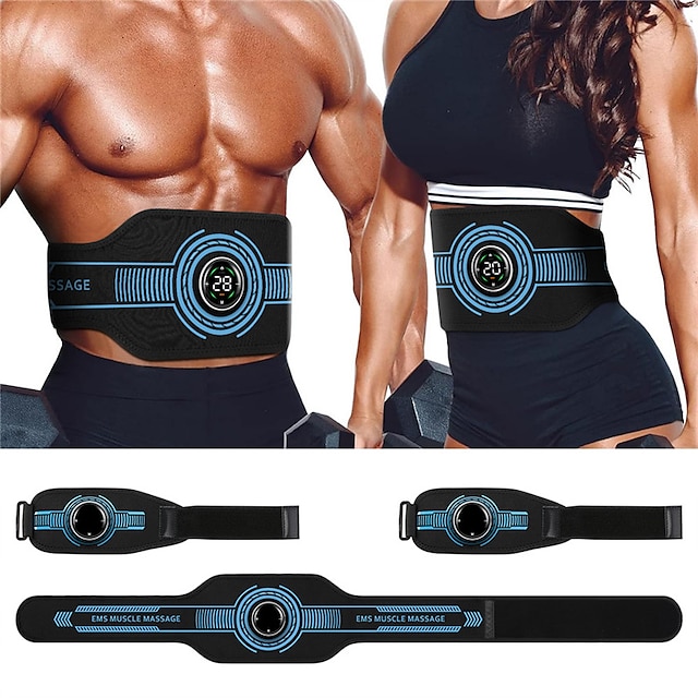  EMS Muscle Stimulator Abs Trainer Abdominal Massage Belt Muscle Toner Calorie Consumption Display Lose Weight Fat Burn Massager