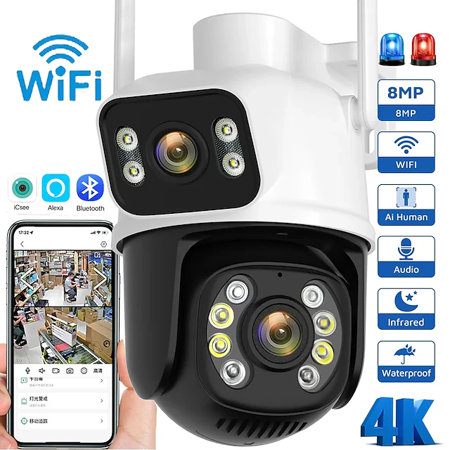 Wifi Camera Outdoor Night Vision Dual Screen Human Detection 3MP Security Protection CCTV Surveillance IP Camera 14